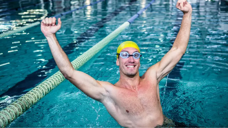 man with prescription swimming goggles